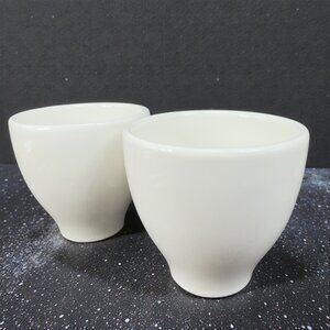 For Life Forlife White Stoneware Ceramic Footed Cups Tumblers Mugs Set‎ 2 Marked